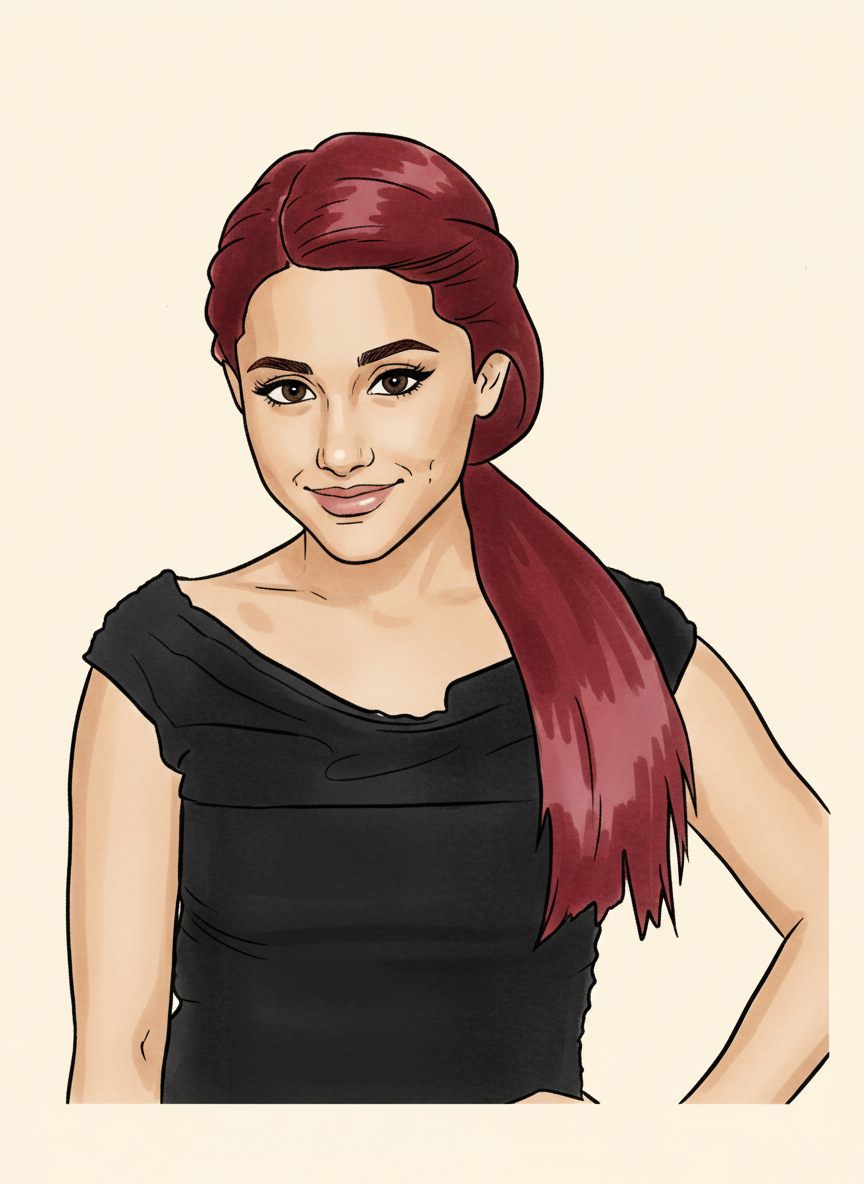 Tegnet portræt af Ariana Grande