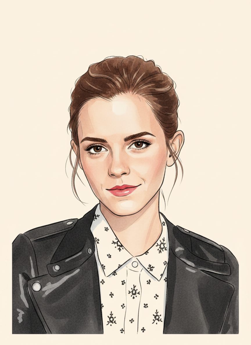 Tegnet portræt af Emma Watson