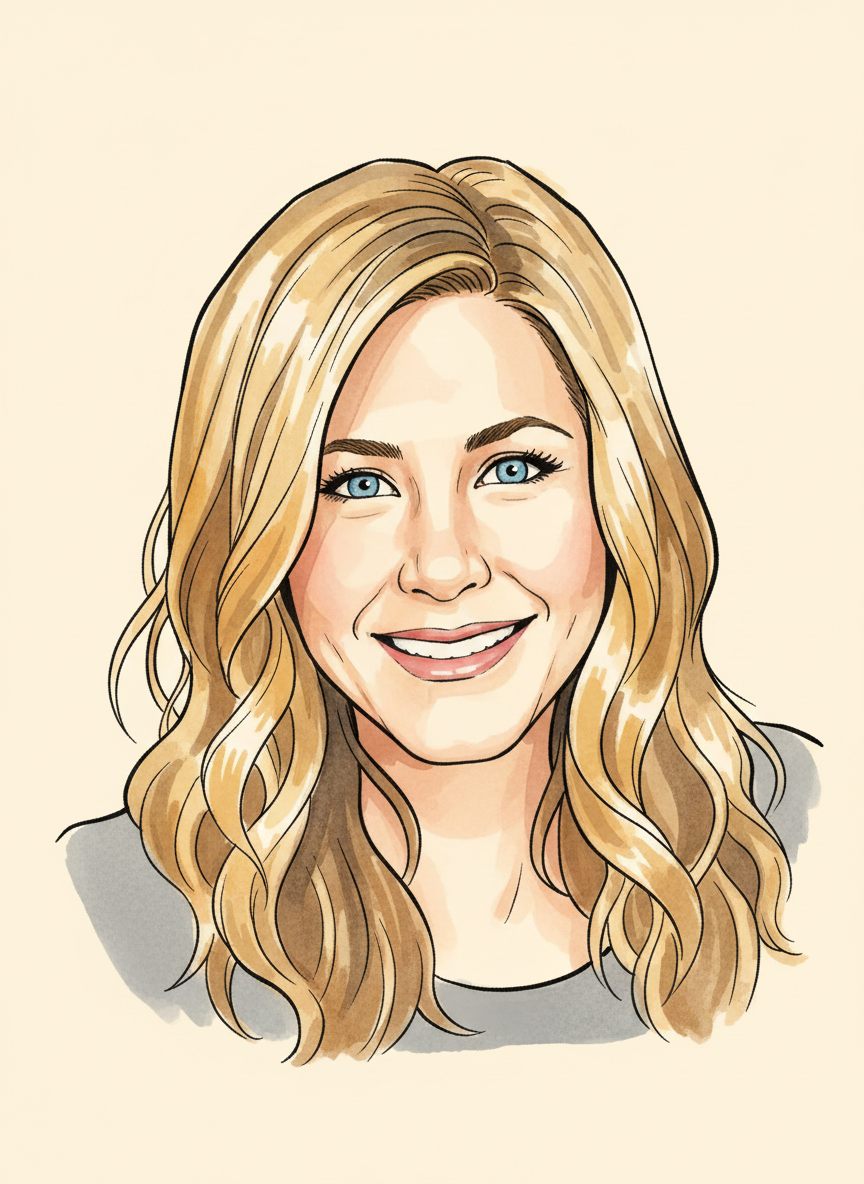 Tegnet portræt af Jennifer Aniston